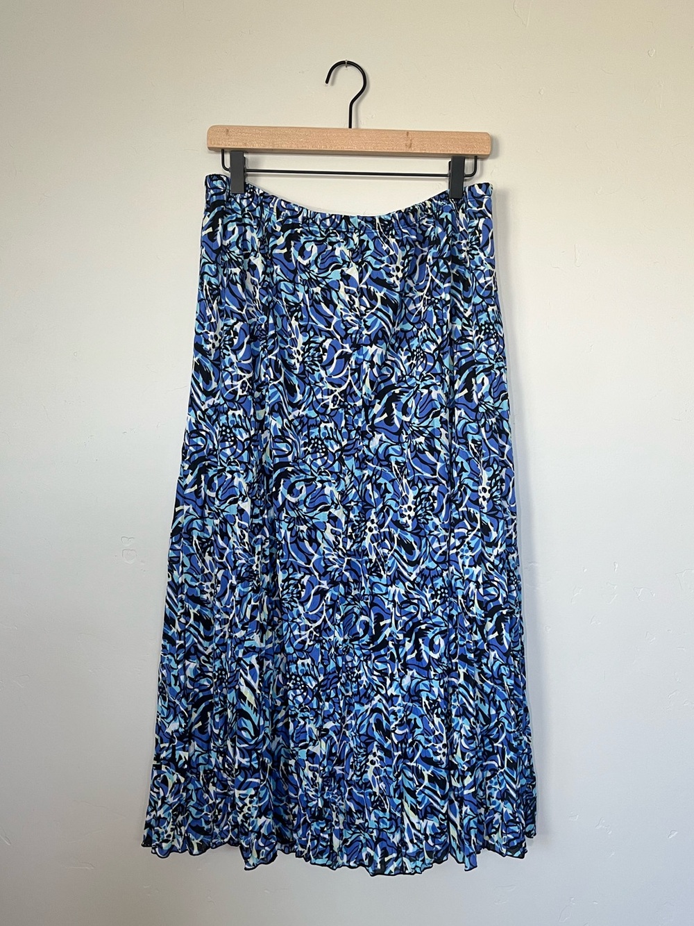 JM Collection | Blue & Black Patterned Maxi Skirt